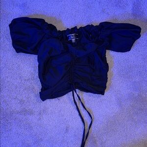 Blue Blush Navy Ruched Blouse